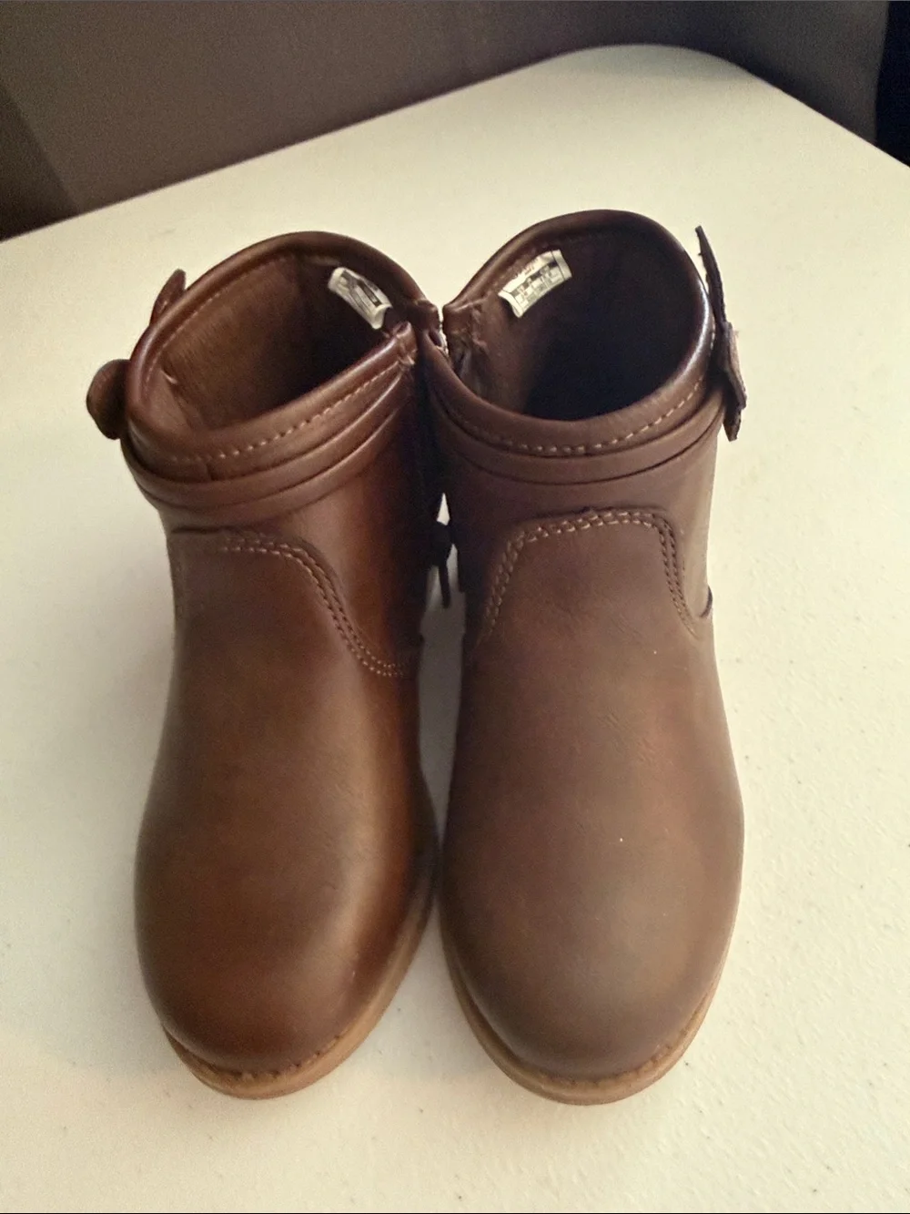 Kids Brown Ankle Boots with Butterfly Accent